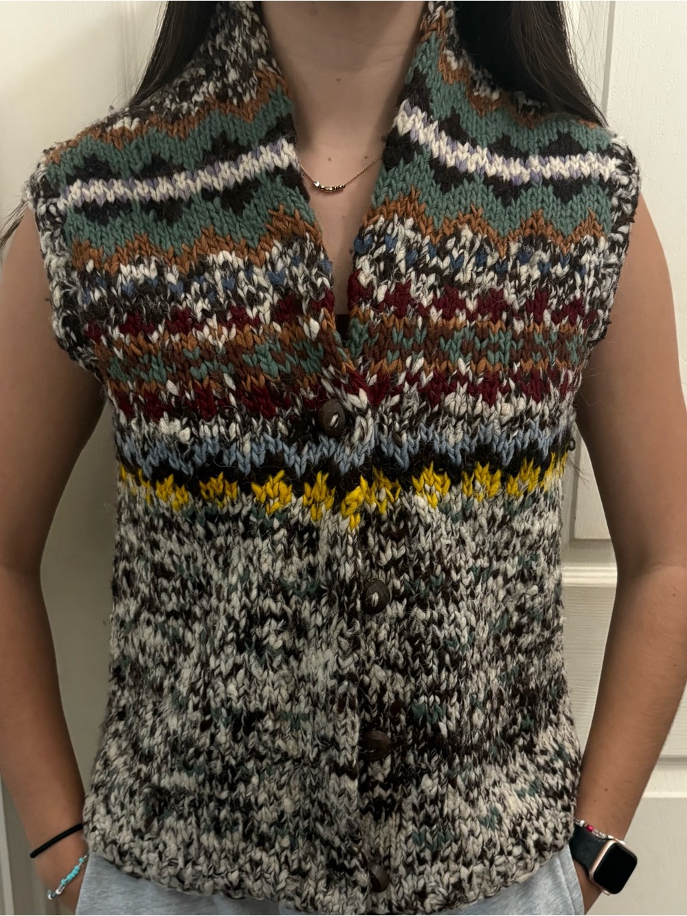 Vintage Luna D'oro New York Fair Isle Chunky Knit Sweater Vest